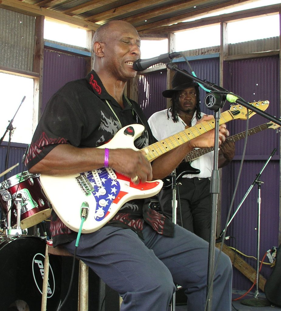 Blues guitarist and vocalist David Lee Durham of Indianola performing with his group at the 2005 Delta Blues & Heritage Festival, Greenville.