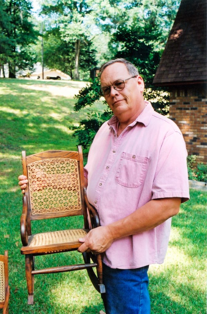 Chair caner Stuart Proctor of Vicksburg, Mississippi (all photos of Proctor and his work by Wiley Prewitt for the Mississippi Arts Commission).