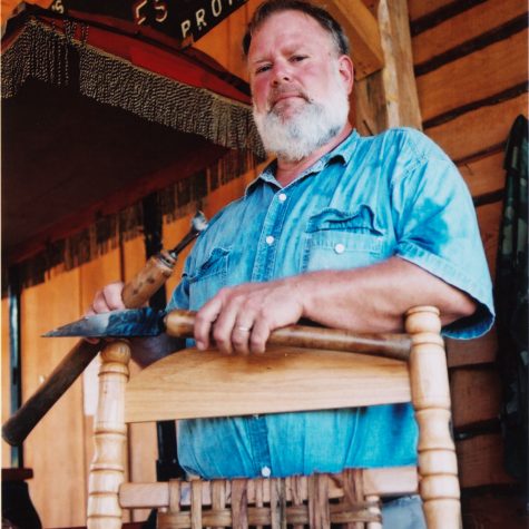 Chairmaker Greg Harkins in his workshop near Vaughan, Mississippi (all photos of Harkins and his work by Wiley Prewitt for the Mississippi Arts Commission).